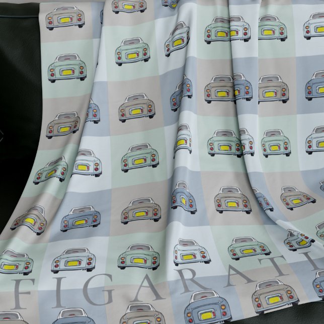 Figarations Season Figaro Car Pattern Personalized Fleecedecke (A cute car blanket for figaro car owners. Add your name)