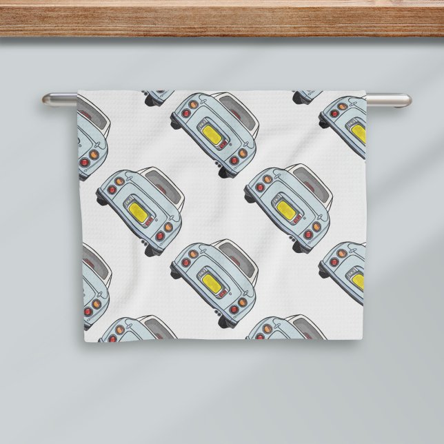 Figaro Car Pale Aqua Küche Handtuch (A fun pale aqua figaro car pattern kitchen towel just for you)