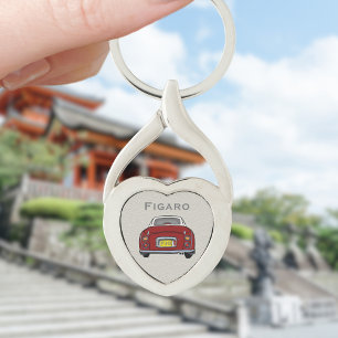 Figaro Red Figaro Car Monogram Silver Heart Schlüsselanhänger