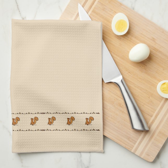 figdewdrop Squirrel Acorn & Leaves Kitchen Towel Geschirrtuch (Viertel Falte)