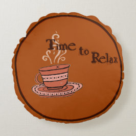 figdewdrop Time to Relax Brown Round Pillow Rundes Kissen