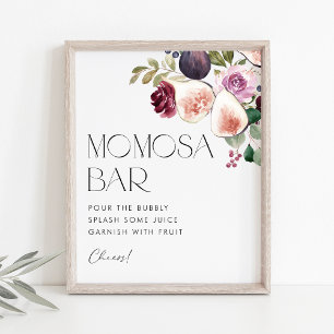 Figes and Berry Floral Baby Shower Mimosa Bar Poster