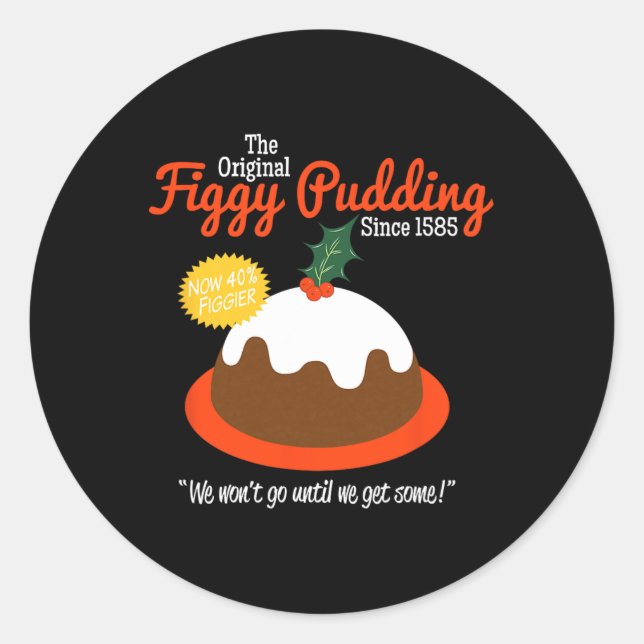Figgy Pudding Retro T Christmas Runder Aufkleber (Vorderseite)