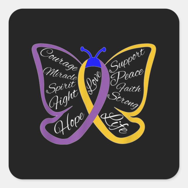 Fight Bladder Cancer Awareness Butterfly Quadratischer Aufkleber (Vorderseite)