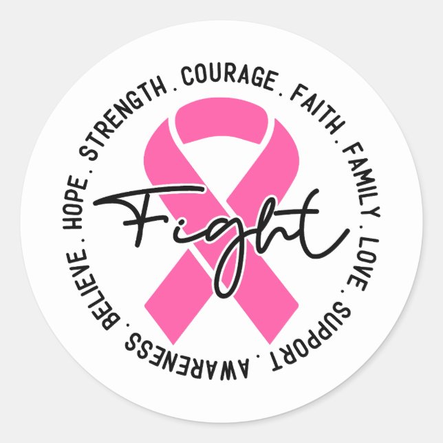 Fight Breast Cancer Awareness Runder Aufkleber (Vorderseite)