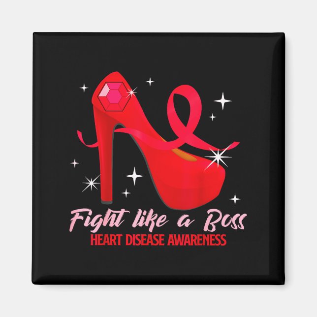 Fight Like A Boss Heart Health Heart Disease Aware Magnet (Vorne)