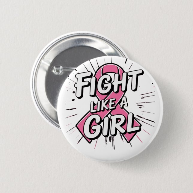 Fight Like a Girl | Breast Cancer Awareness Design Button (Vorne & Hinten)