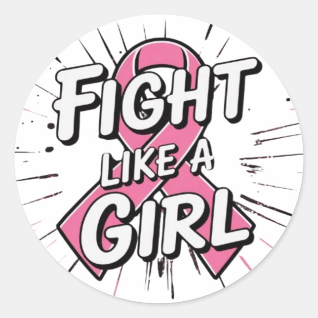 Fight Like a Girl | Breast Cancer Awareness Design Runder Aufkleber (Vorderseite)