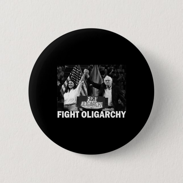 Fight Oligarchy Bernie Sanders And Aoc Freedom Us  Button (Vorderseite)