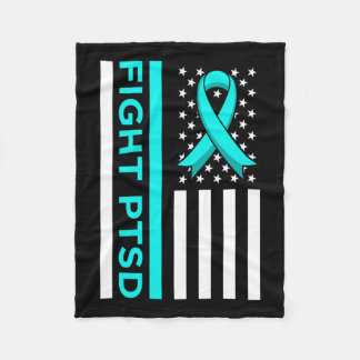 Fight Ptsd Stress Awareness Usa Flag Ribbon Graphe Fleecedecke