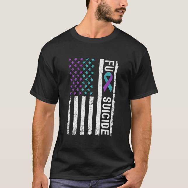 Fight Suicide Awareness And Prevention American Fl T-Shirt (Vorderseite)