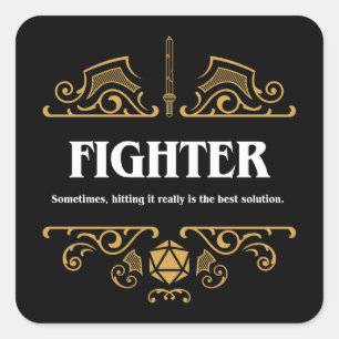 Fighter Class Tabletop RPG Gaming Quadratischer Aufkleber