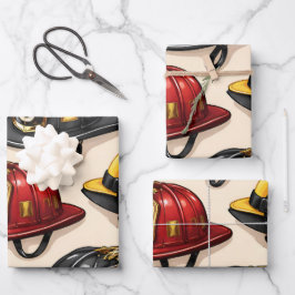 Fighter helmet pattern fire station wrapping geschenkpapier set