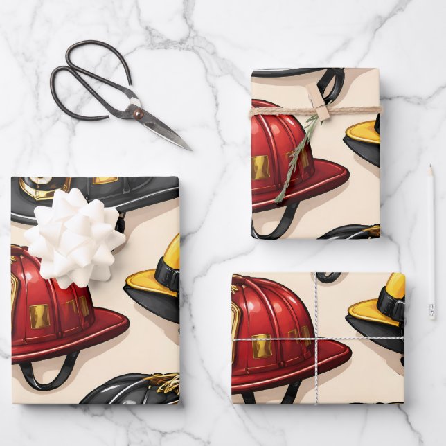Fighter helmet pattern fire station wrapping geschenkpapier set (Vorderseite)