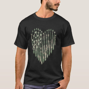 Fighter Jet Camouflage American Flag Herz Vier T-Shirt