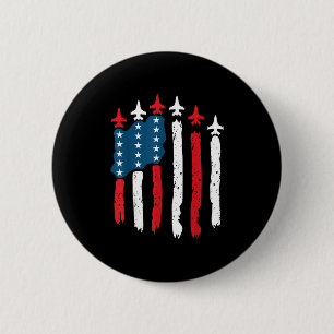Fighter Jet Flugzeug USA Flag 4. Juli Patrioti Button
