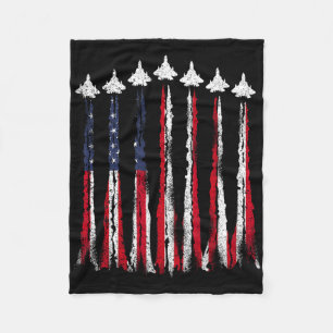 Fighter Jet Flugzeug USA Flag 4. Juli Patrioti Fleecedecke