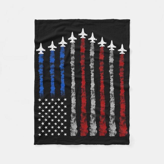 Fighter Jet Flugzeug USA Flag 4. Juli Patrioti Fleecedecke (Vorderseite)