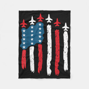 Fighter Jet Flugzeug USA Flag 4. Juli Patrioti Fleecedecke