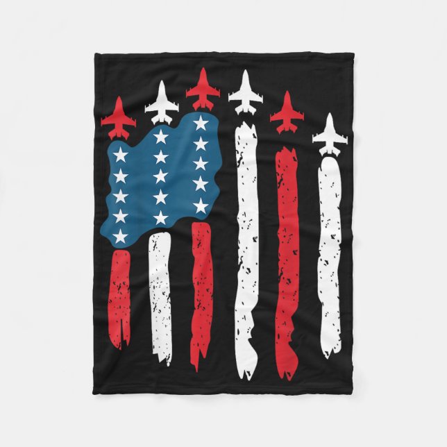 Fighter Jet Flugzeug USA Flag 4. Juli Patrioti Fleecedecke (Vorderseite)
