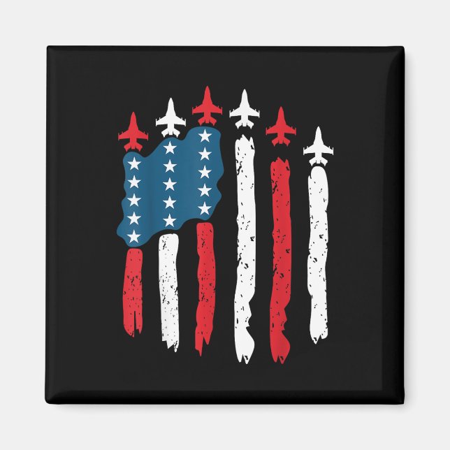 Fighter Jet Flugzeug USA Flag 4. Juli Patrioti Magnet (Vorne)