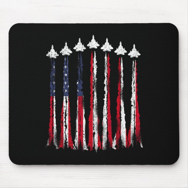 Fighter Jet Flugzeug USA Flag 4. Juli Patrioti Mousepad (Vorne)