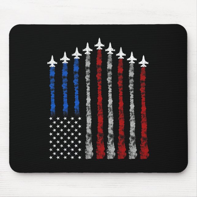 Fighter Jet Flugzeug USA Flag 4. Juli Patrioti Mousepad (Vorne)