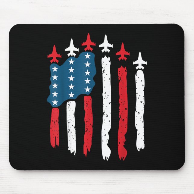 Fighter Jet Flugzeug USA Flag 4. Juli Patrioti Mousepad (Vorne)