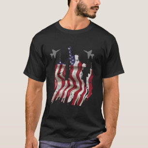 Fighter Jet Flugzeug USA Flag 4. Juli Patrioti T-Shirt