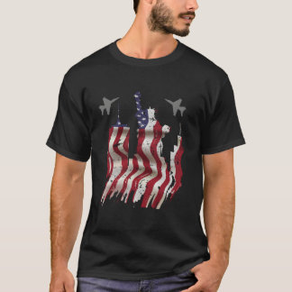 Fighter Jet Flugzeug USA Flag 4. Juli Patrioti T-Shirt