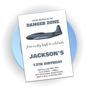Fighter Jet Invitations Anniversaire Gris