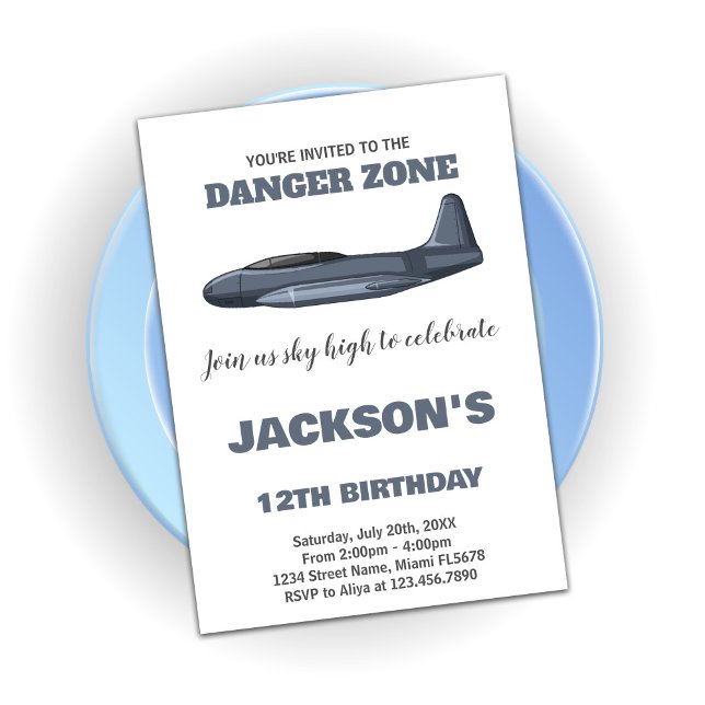 Fighter Jet Invitations Anniversaire Gris (Fighter Jet Birthday Invitations Gray)