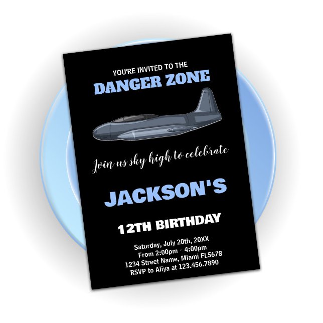 Fighter Jet Invitations Anniversaire gris bleu (Fighter Jet Birthday Invitations Gray Blue)