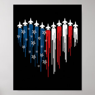Fighter Jets Airplane American Flag Herz 4. J Poster