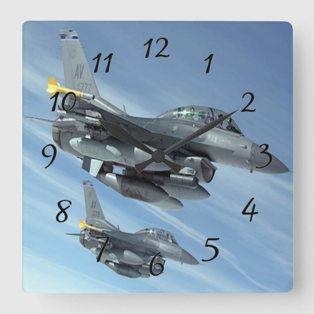Fighter Jets Quadratische Wanduhr (Vorderseite)