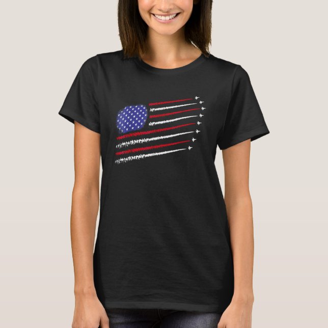 Fighter jets with USA american flag 4th of July ce T-Shirt (Vorderseite)