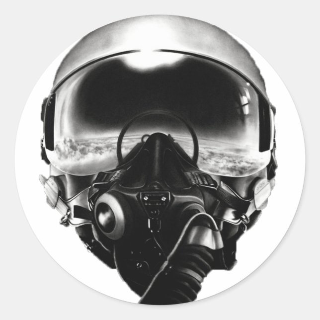 Fighter Pilot Helmet Runder Aufkleber (Vorderseite)