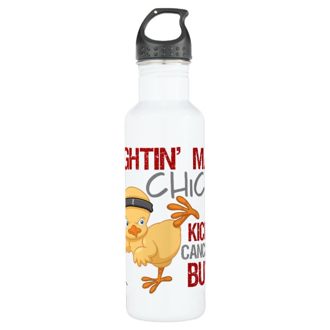 Fightin Küken-Kehlkopfkrebs Edelstahlflasche (Vorderseite)
