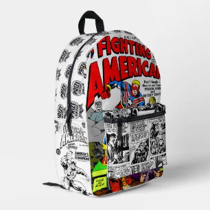 'Fighting American' Retro-Comics-Rucksack Bedruckter Rucksack