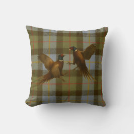 Fighting Pheasants on tweed / tartan background  Kissen