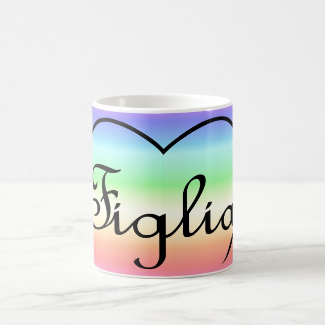 Figlia Daughter Italienisches Regenbogenherz Kaffeetasse (Mittel)