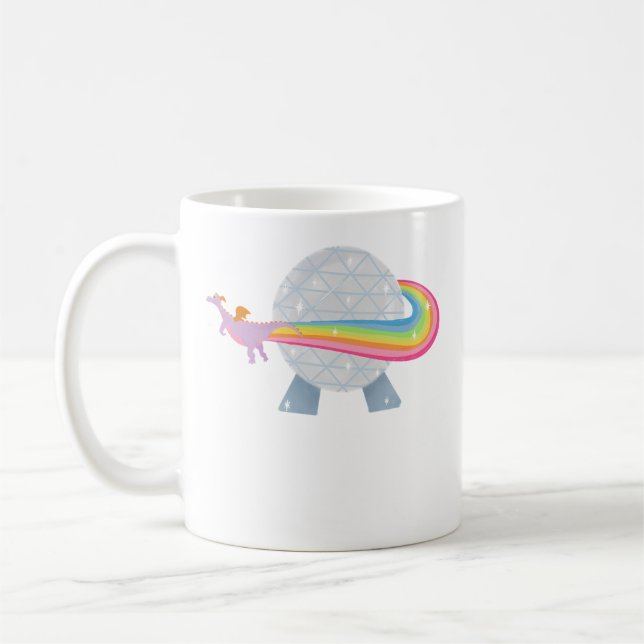 Figment Flying Around Epcot Ball With Rainbow Kaffeetasse (Links)
