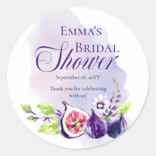 Figs Boho Lila | Peri Floral Brautparty Runder Aufkleber (Vorderseite)