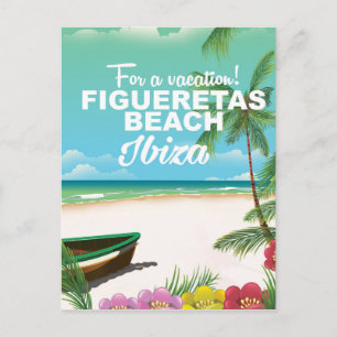 Figueretas Beach Ibiza Strandposter Postkarte