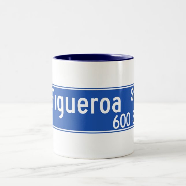 Figueroa Straße, Los Angeles, CA-Straßenschild Zweifarbige Tasse (Mittel)