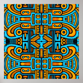 Figurative Abstrakt Bold Blue Orange Poster