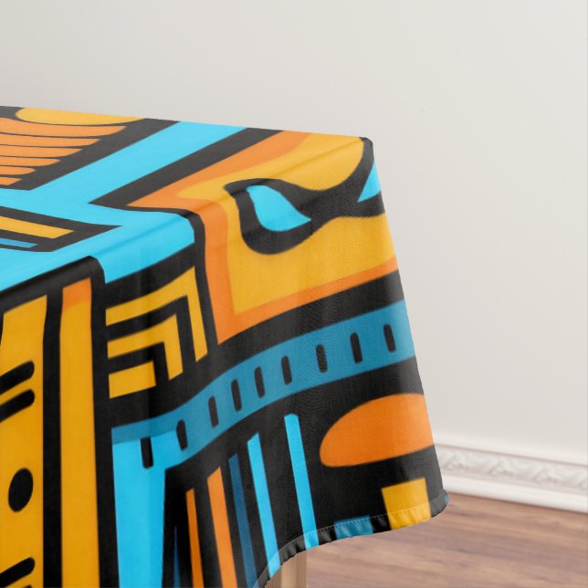 Figurative Abstrakt Bold Blue Orange Tischdecke (Beispiel)