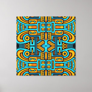 Figurative Abstrakt Fette Blau Orange Leinwanddruck