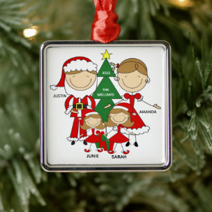 Figure mignonne Famille de 4 ornement de Noël