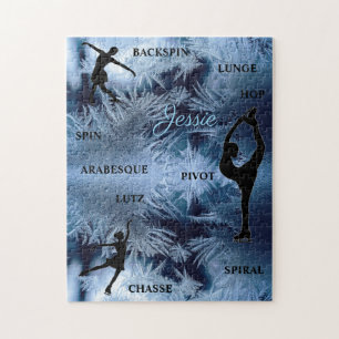 Figure Patinage Frozen Typography Puzzle avec nom